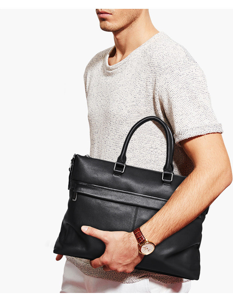 Men's Handbag Genuine Cowhide Leather Computer Bag Business Large Capacity Briefcase Crossbody Bag