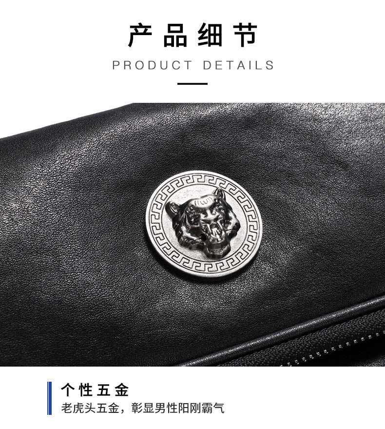 Men's shoulder bag, genuine cowhide leather, casual, multi-functional, large capacity, fashion crossbody bag