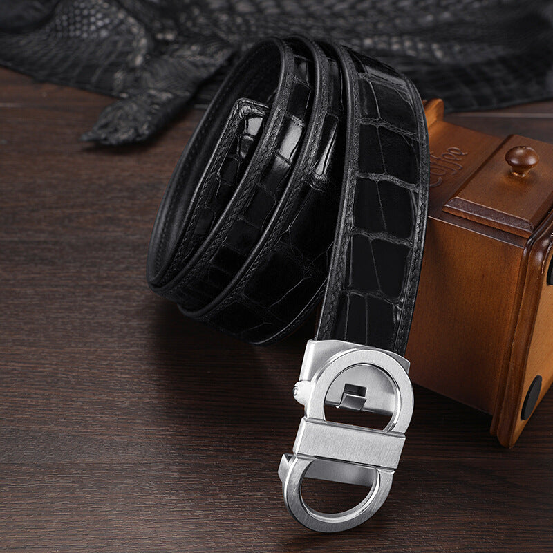 Siamese Crocodile Skin Genuine Leather Men's Belt Automatic Buckle Fashion Casual Business High Quality Men's Belt