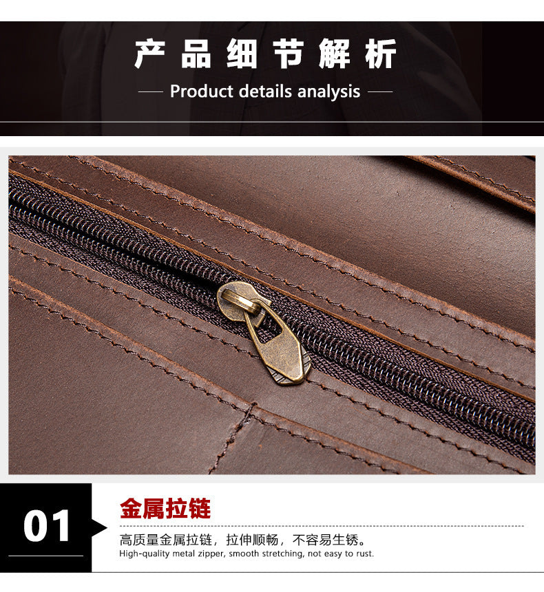 Men's Long Wallet RFID Clutch Bag Crazy Horse Retro Card Holder Men's Wallet Card Bag