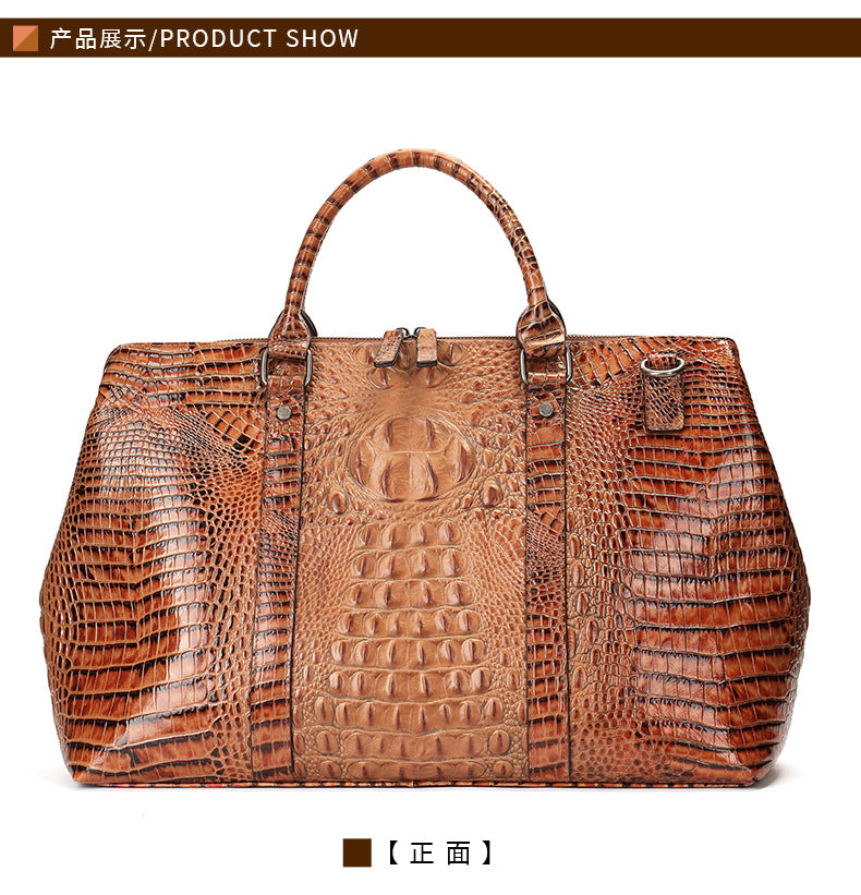 Men's Handbag Crocodile Crest Cow Leather Unisex Travel Bag Short Distance Business Luggage Bag