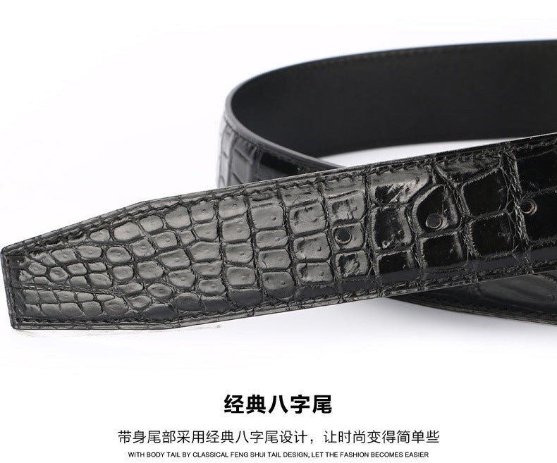 Crocodile skin belly skin without buckle men's belt genuine leather without splicing business casual plate buckle needle buckle men belt without buckle