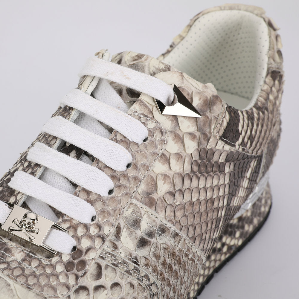 Python Skin Genuine Leather Men's Sneakers Sports Casual Shoes Wear-resistant Breathable Men Shoes