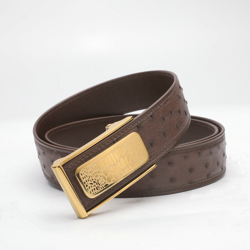 Men's Belt Automatic Buckle Ostrich Skin Genuine Leather Business Casual Men Belt