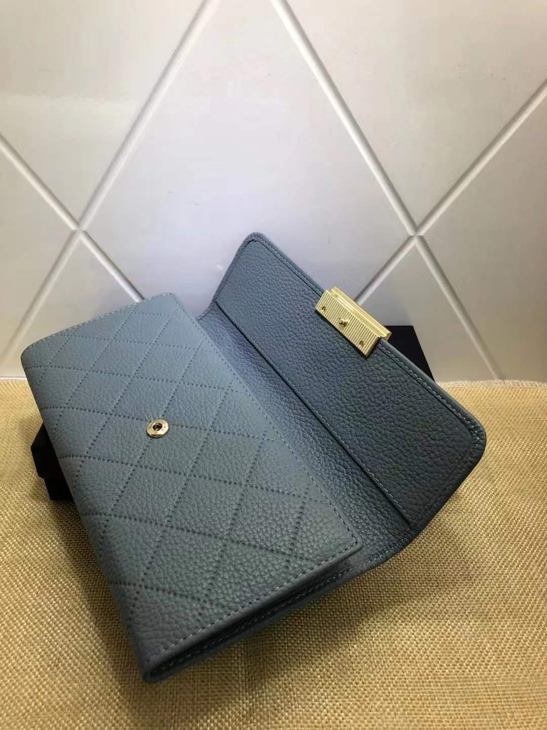 Ladies genuine leather long wallet check wallet cowhide clutch bag mobile pouch fashion