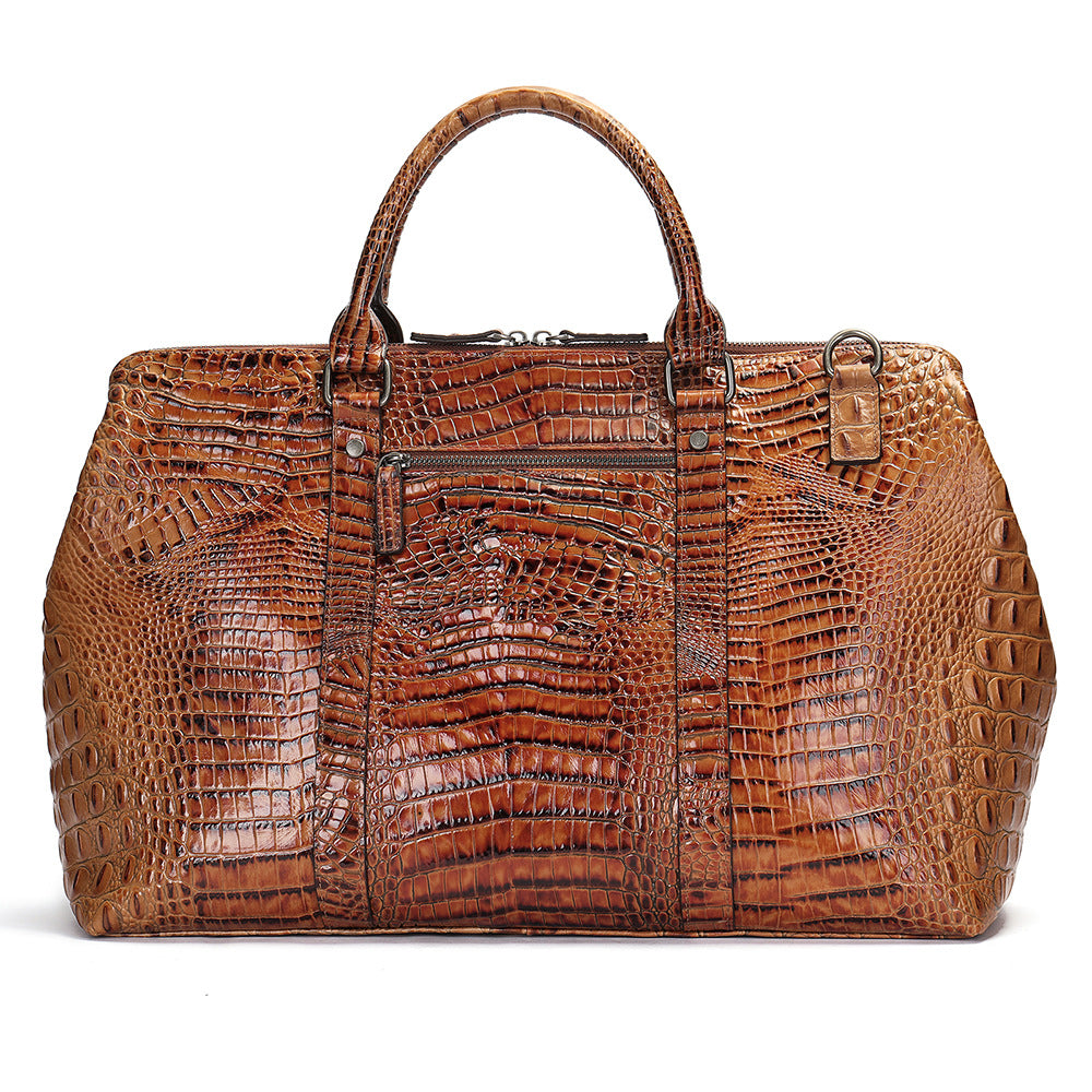 Men's Handbag Crocodile Crest Cow Leather Unisex Travel Bag Short Distance Business Luggage Bag