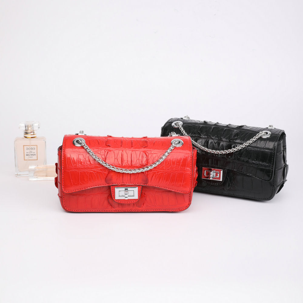 Trumpet Women's Chain Bag Siamese Crocodile Leather Crossbody Bag