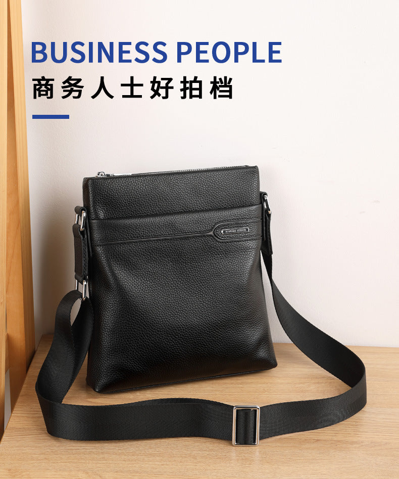 Men's Shoulder Bag Genuine Leather Cowhide Business Crossbody Bag for Men