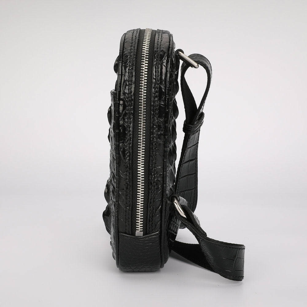 Crocodile Bone Skin Men's Bust Bag Genuine Leather Casual Outdoor Shoulder Bag Crossbody Bag Mini Fashion Waist Bag