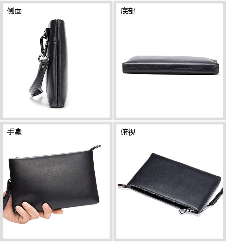 Men's wallet clutch bag made of cowhide genuine leather Korean fashion business soft leather large capacity wrist bag