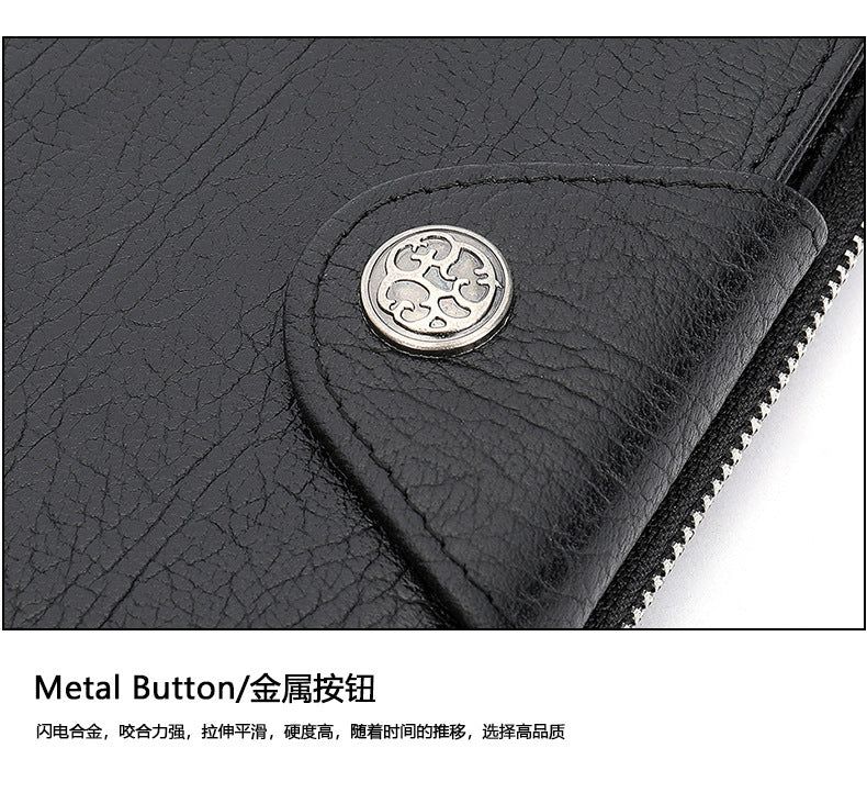 Men's long wallet made of cowhide genuine leather business simple card holder clutch bag men's wallet