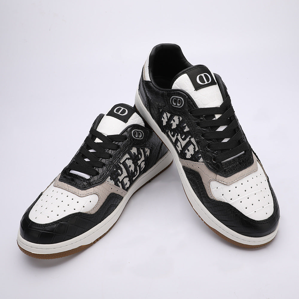 Crocodile Skin Genuine Leather Men's Sneakers Fashion Casual Shoes Rubber Sole Excellent Breathability Men's Shoes