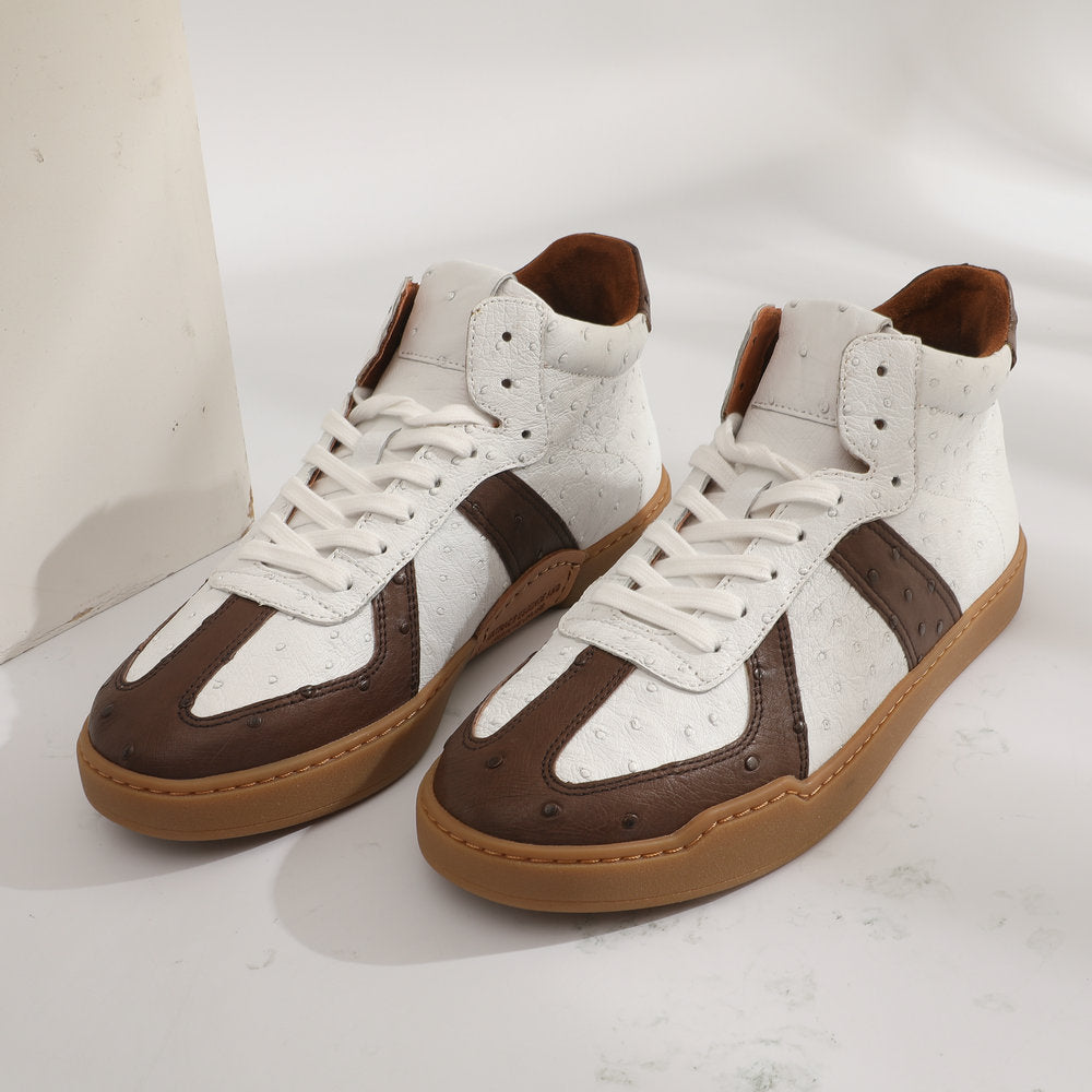 Ostrich skin genuine leather men's shoes fashion casual short boots