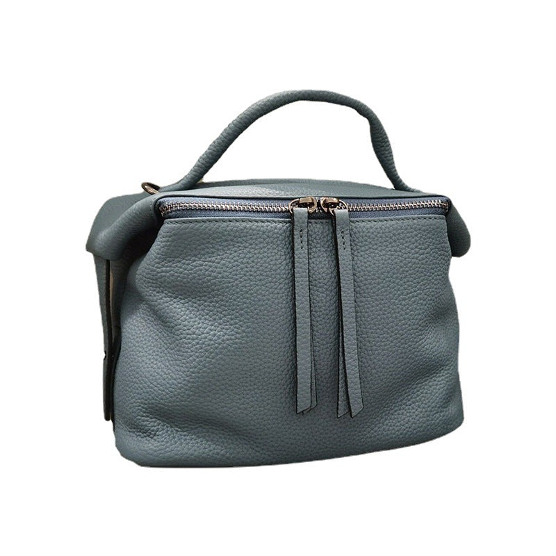 Large capacity ladies shoulder bag handbag two-way zipper genuine leather diagonal shoulder bag