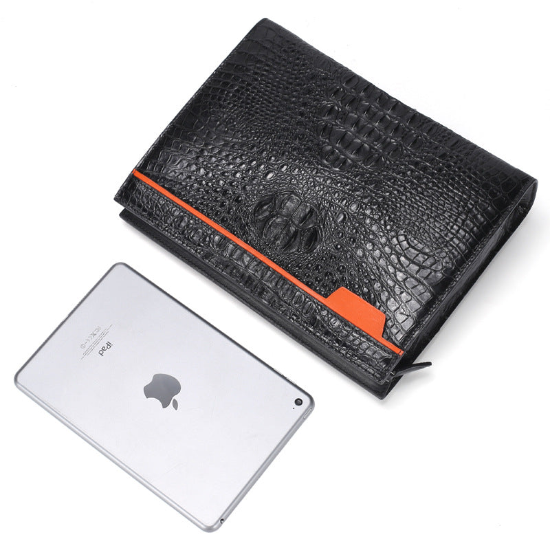 New type crocodile belly skin genuine leather men's handbag casual business large capacity card holder men's bag