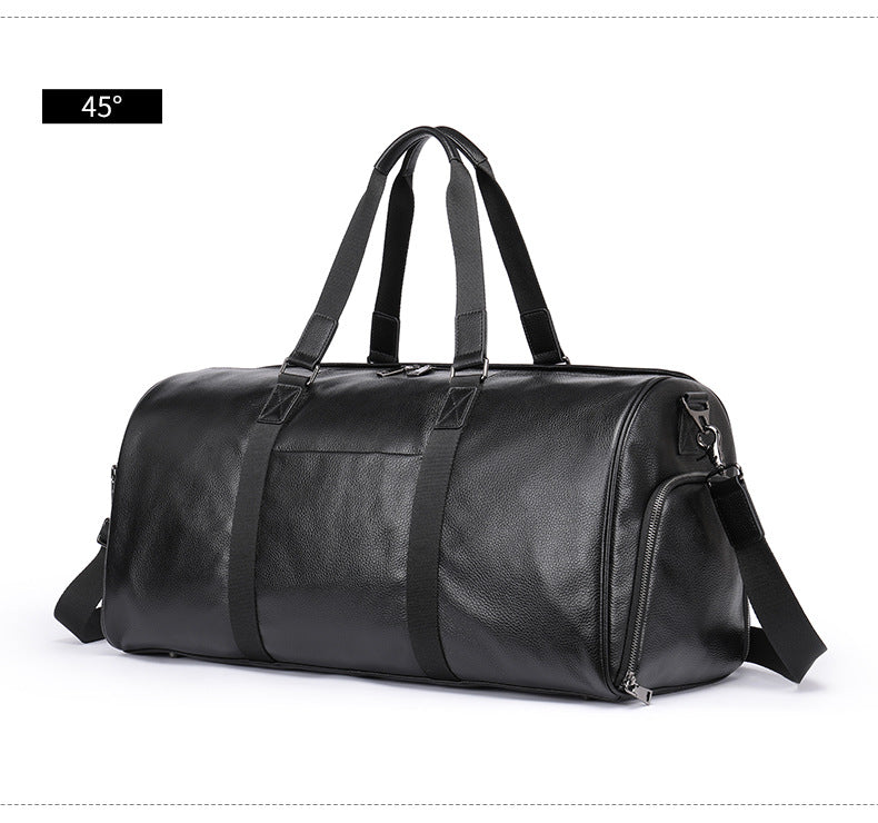 Men's travel bag Dry and wet separation cowhide genuine leather short distance business trip handbag handbag fitness travel bag large capacity men's luggage bag