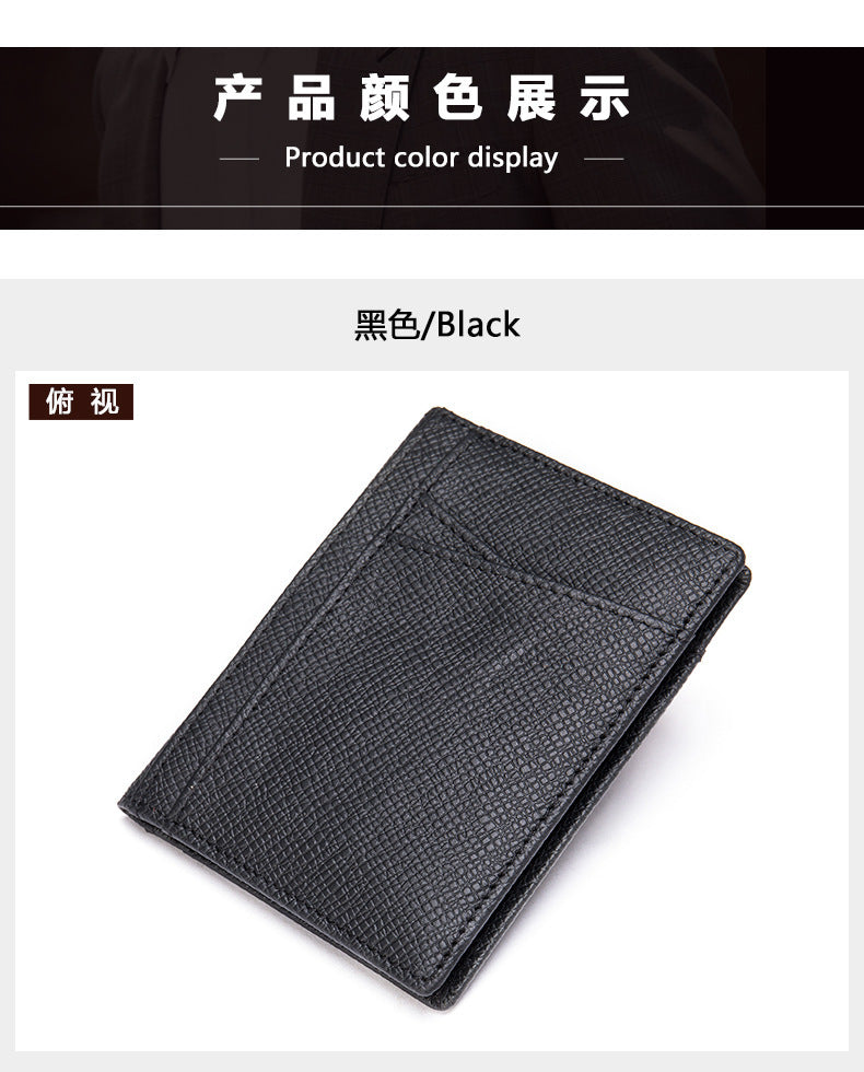 Men's Card Bag Cow Leather Thin Simple Card Holder RFID Card Clip for Men