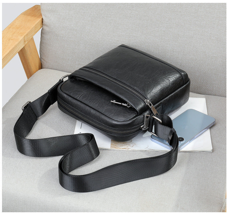 Men's shoulder bag, genuine cowhide leather, business commuting style, crossbody bag for men