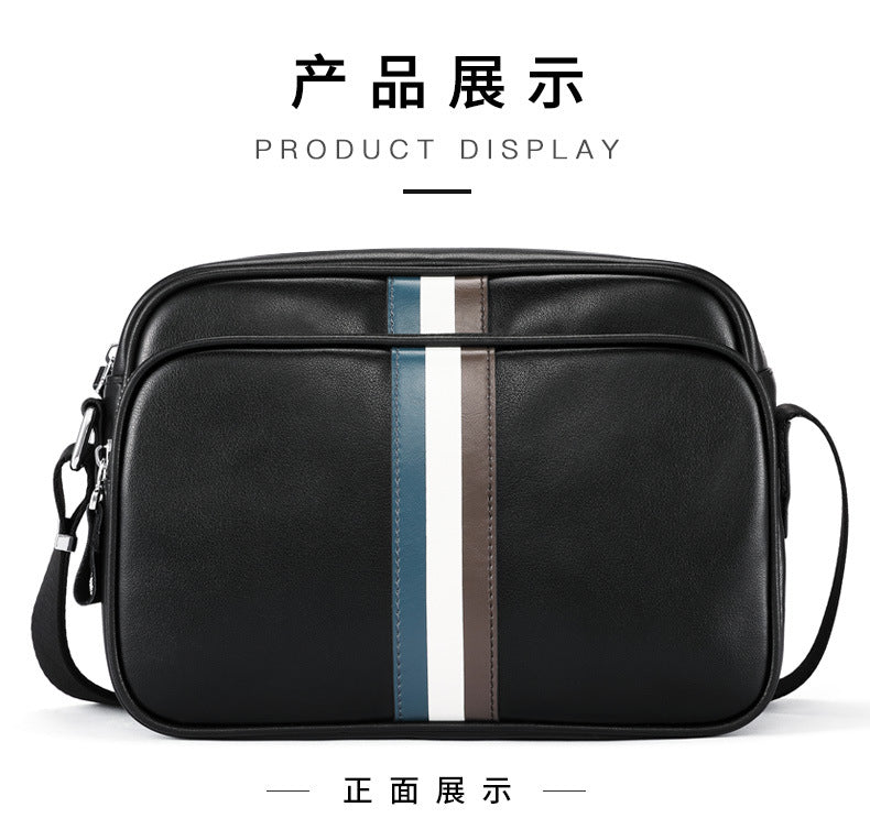 Men's shoulder bag, genuine cowhide leather, business fashion, large capacity, crossbody bag