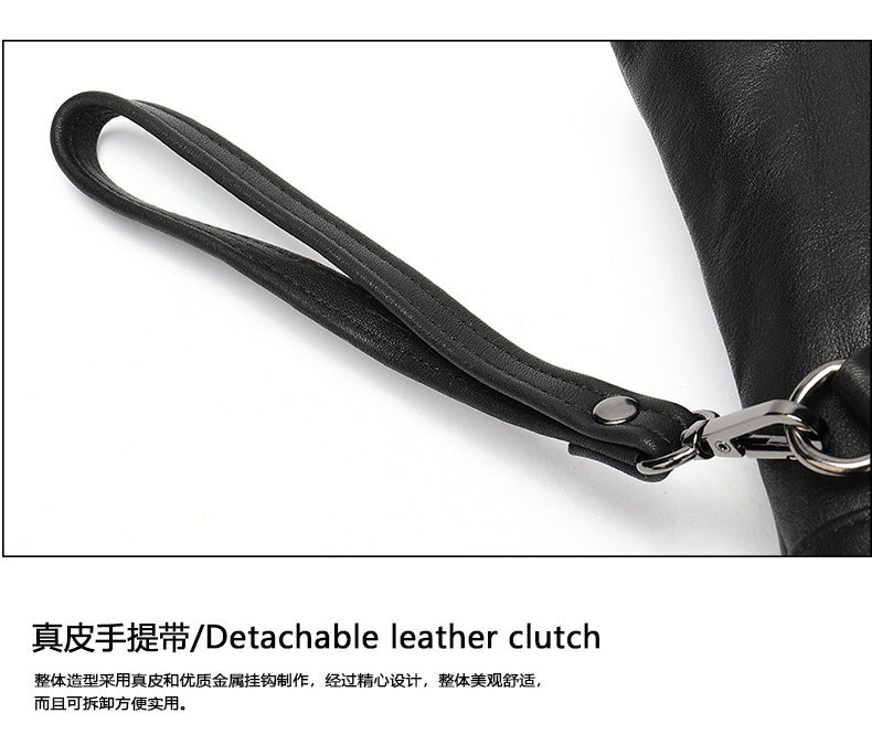 Men's Clutch Bag Genuine Cowhide Leather Vintage Large Capacity DIY Men's Wrist Bag Handbag