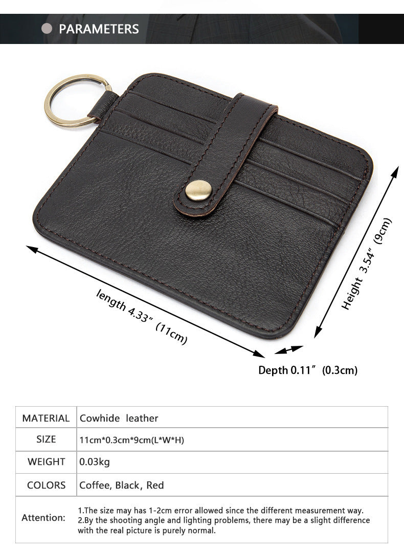 Men's wallet cowhide thin coin card holder casual card bag for men