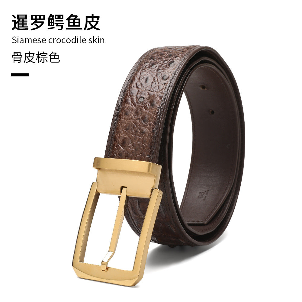 Siamese Crocodile Skin Men's Belt Genuine Leather Business Casual Width 3.8cm Men's Belt