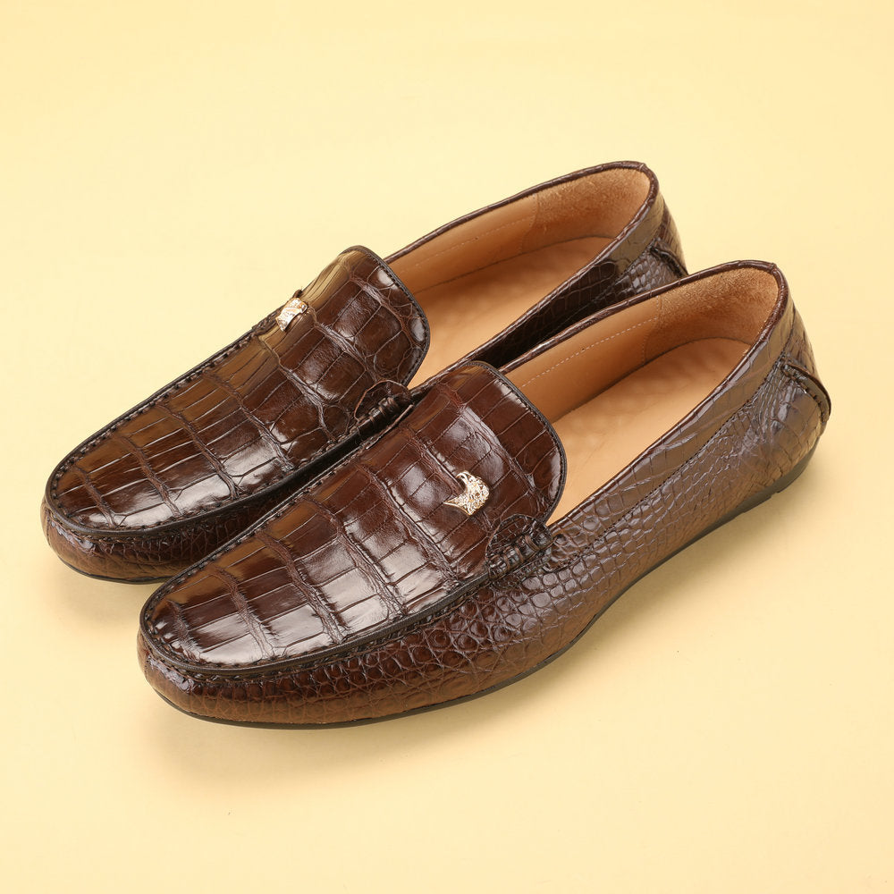 Crocodile leather genuine leather men's moccasins casual leather shoes business men's shoes
