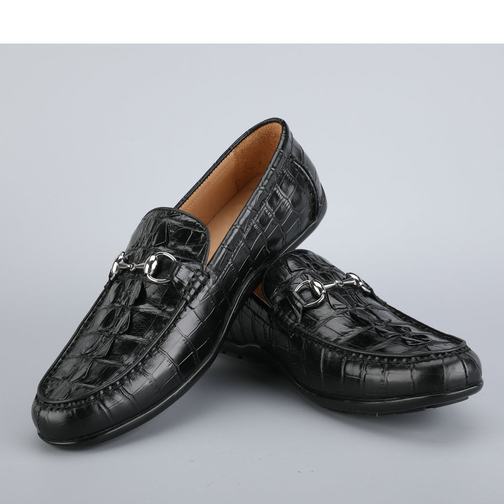 Men's Leather Shoes Crocodile Skin Genuine Leather Moccasins Handmade Casual Men's Shoes