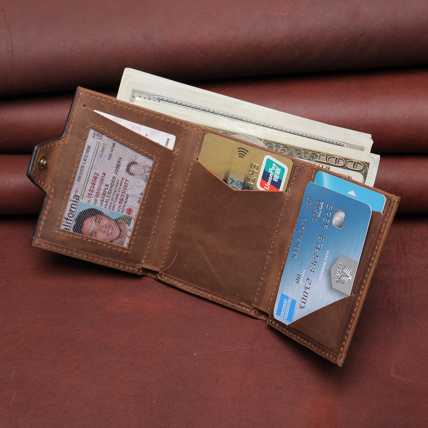 Men's wallet cowhide tri-fold coin purse men's wallet