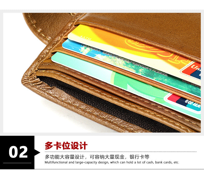 Men's Short Wallet Business Genuine Cowhide Leather Coin Purse Card Bag Men's Wallet