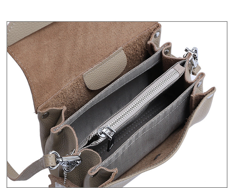 Stylish women's storage bag cowhide handbag large capacity multi-grid genuine leather handbag