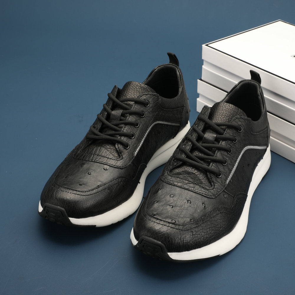 Ostrich skin men shoes genuine leather simple fashion casual shoes
