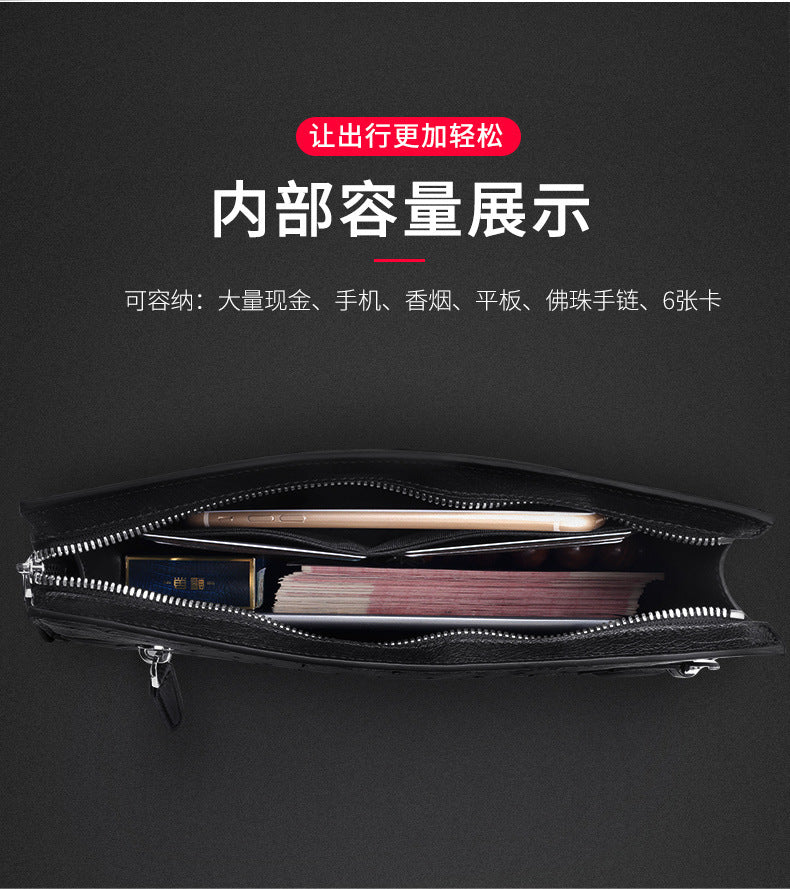 New Ostrich Skin Genuine Leather Men's Handbag Business Casual High Quality Men's Bag