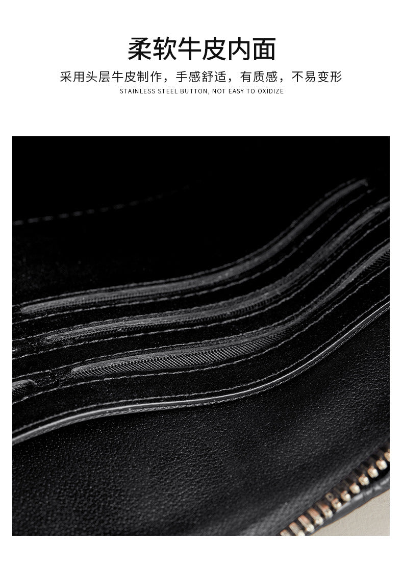 Siamese crocodile skin men's handbag genuine leather large capacity casual business men's bag