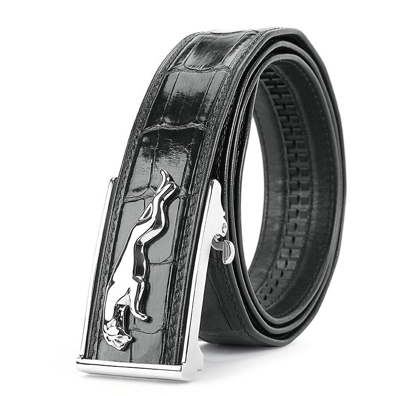 Men's Belt Siamese Crocodile Skin Genuine Leather Automatic Buckle Casual Men's Belt