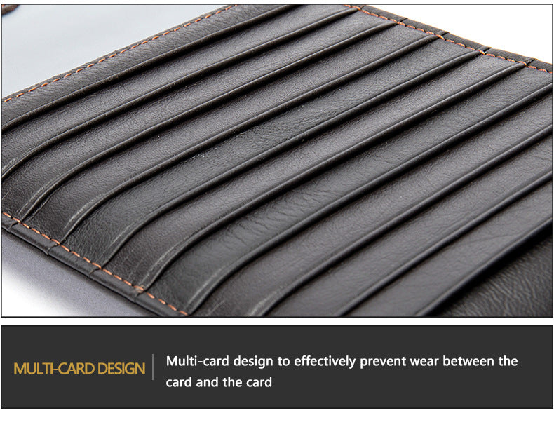 Men's long wallet made of genuine cowhide leather large capacity clutch bag Korean fashion unique zipper men's wallet