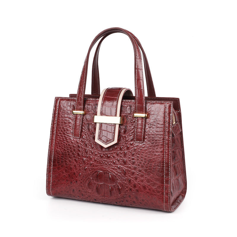 Siamese crocodile skin women bag fashion shoulder bag simple genuine leather shoulder bag
