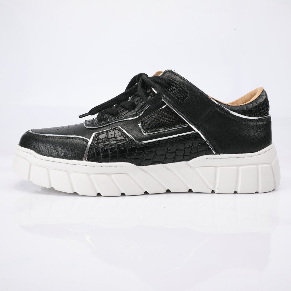 2023 New Crocodile Belly Skin Men's Casual Shoes Excellent Breathability Fashion Platform Men's Shoes