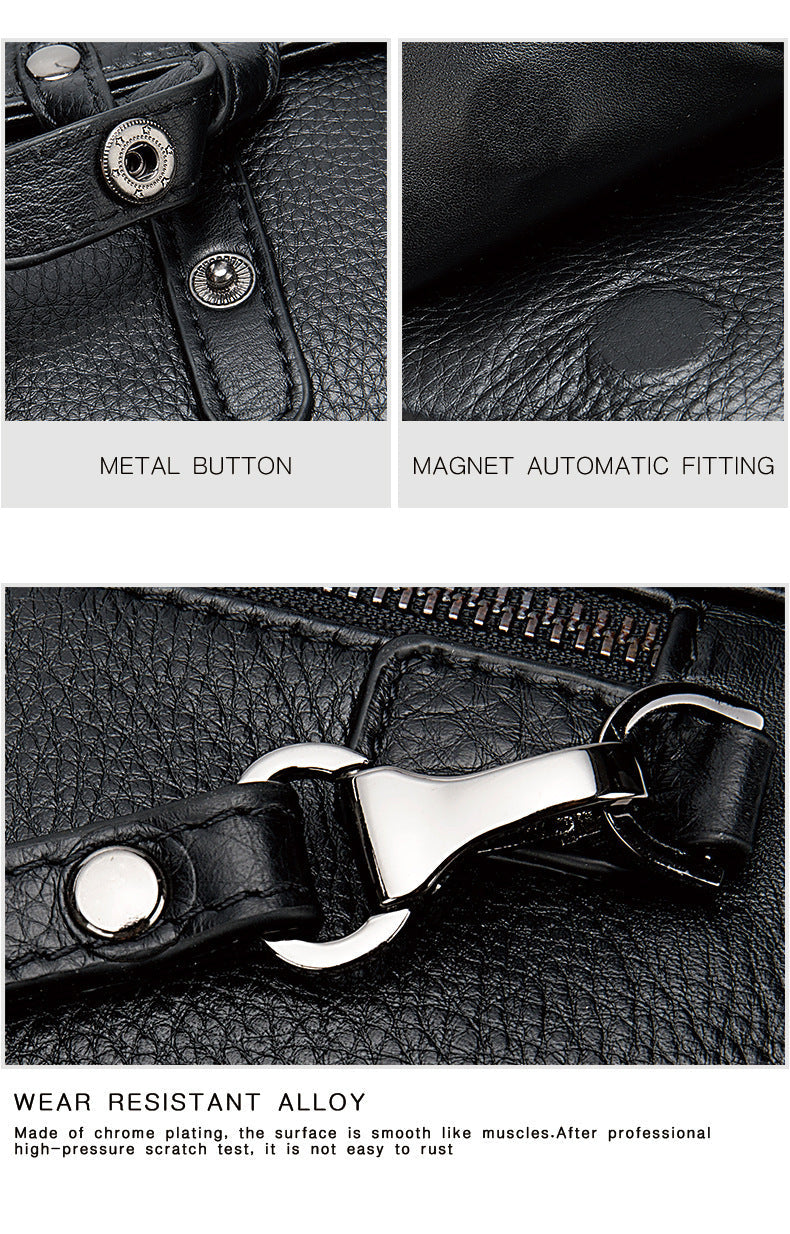 Men's Clutch Bag Cowskin Business Large Capacity Handbag for Men