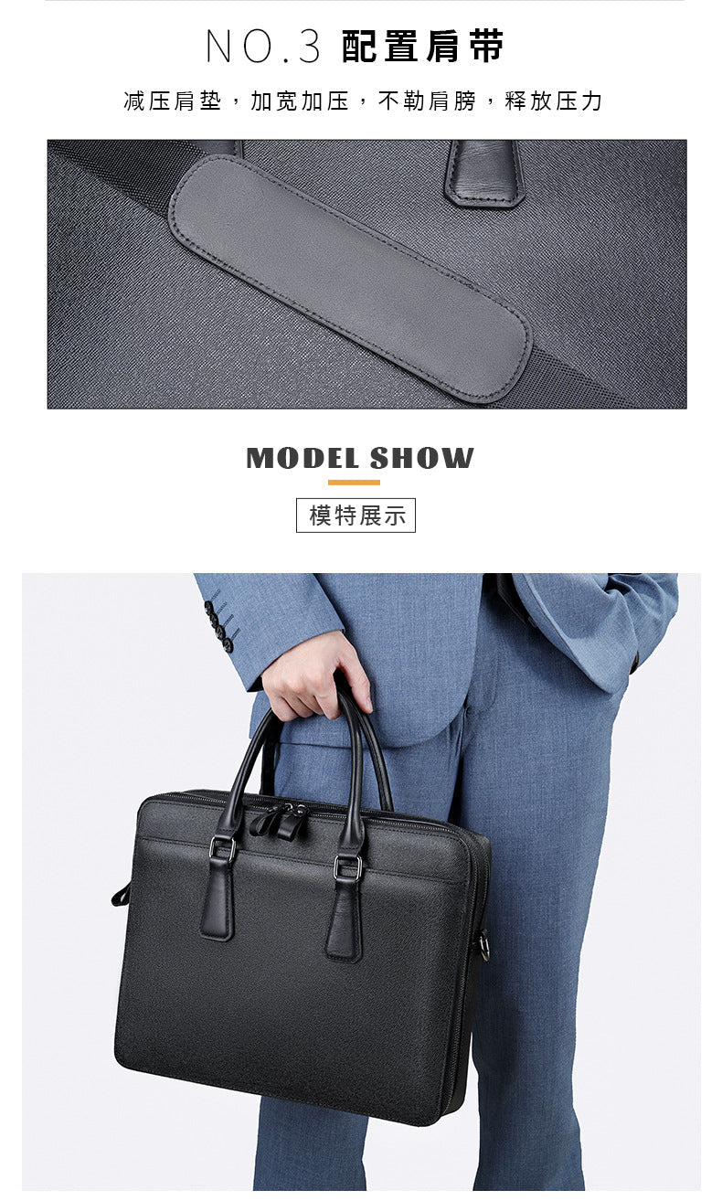 Men's handbag genuine cowhide leather office business commuting men's computer bag handbag
