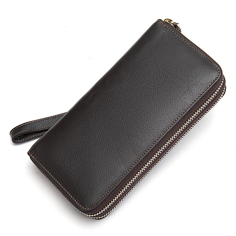 Men's long wallet double zipper card bag coin purse card holder business wallet for men
