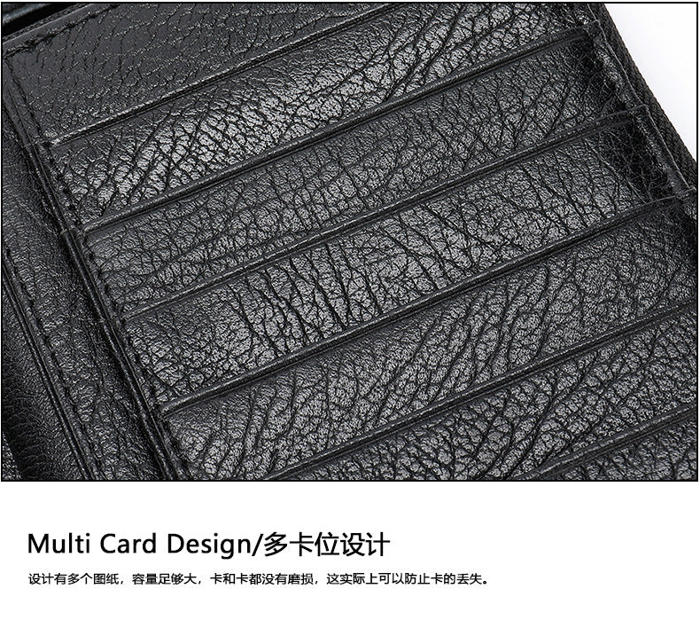 Men's long wallet made of cowhide genuine leather business simple card holder clutch bag men's wallet