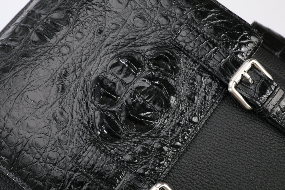Crocodile bone skin and cowhide genuine leather men's backpack high quality business commuting casual outdoor travel computer bag