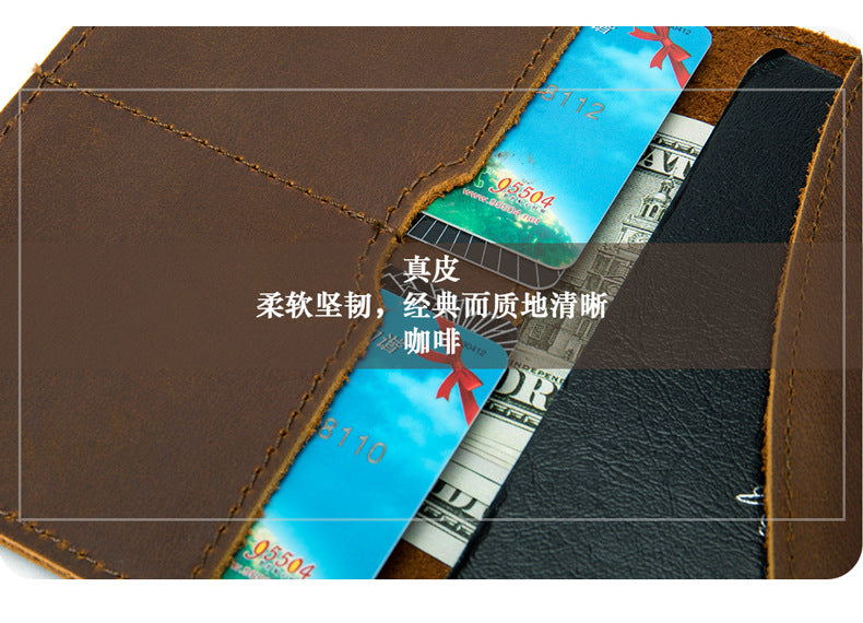 Men's Wallet Cow Leather Large Capacity Card Holder DIY Men's Wallet