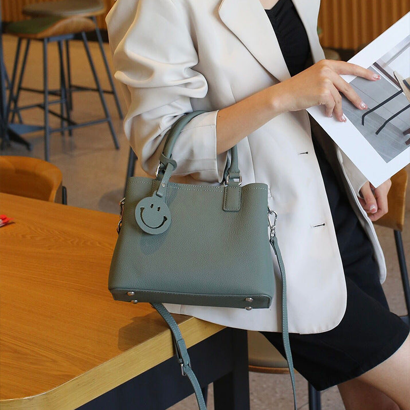 Women's Bag Multilayer Large Capacity Casual Shopping Bag Cowhide One Shoulder Handbag Genuine Leather Bag