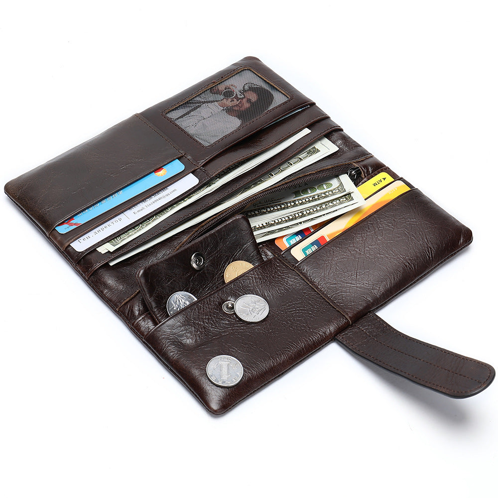 Men's Wallet RFID Coin Card Holder Retro Large Capacity Clutch Bag Men's Wallet