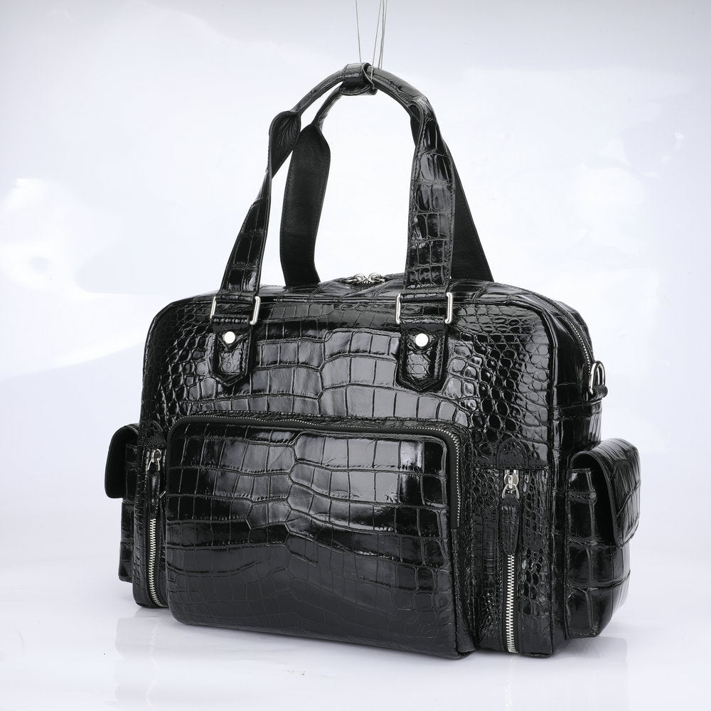 Crocodile Belly Skin Genuine Leather Men's Large Capacity Travel Bag Outdoor Camping Casual Handbag Luggage Bag Handbag