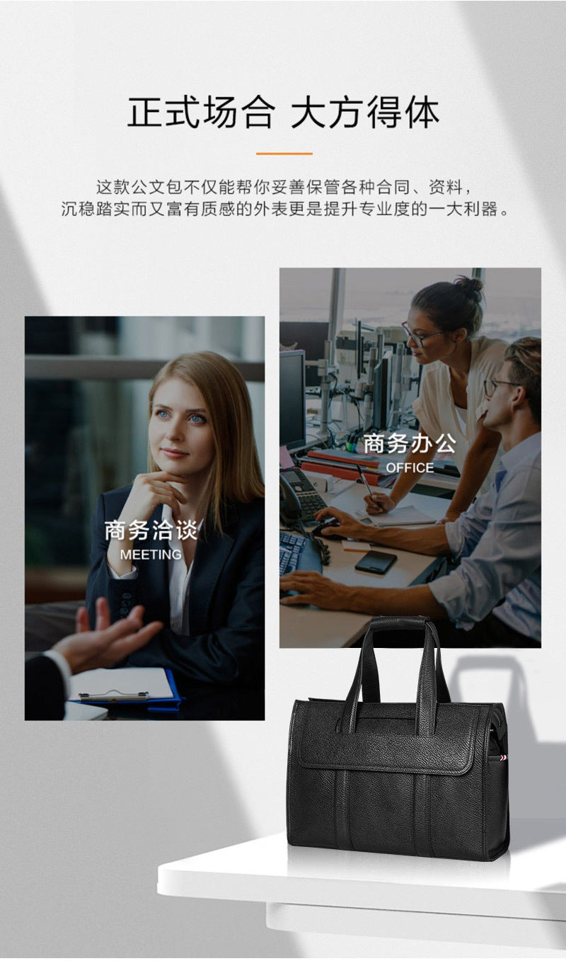 Men's briefcase genuine cowhide leather handbag computer bag business large capacity handbag