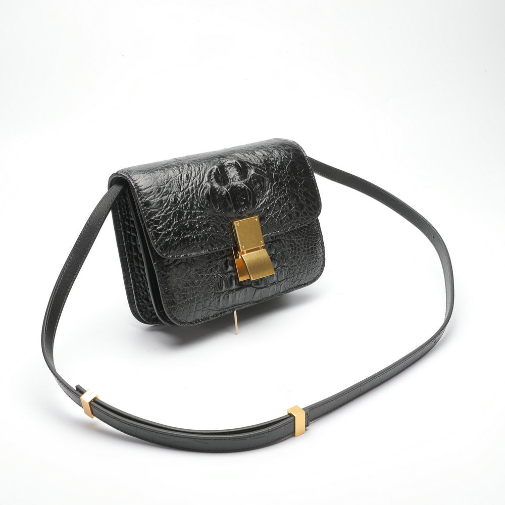 Siamese crocodile skin small square bag tofu bag shoulder bag ladies diagonal shoulder bag