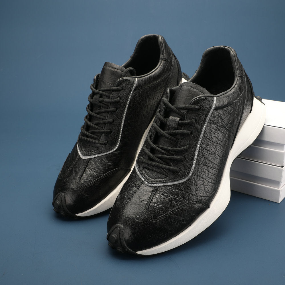 Ostrich leather men's shoes genuine leather wear-resistant anti-slip fashion sports casual shoes